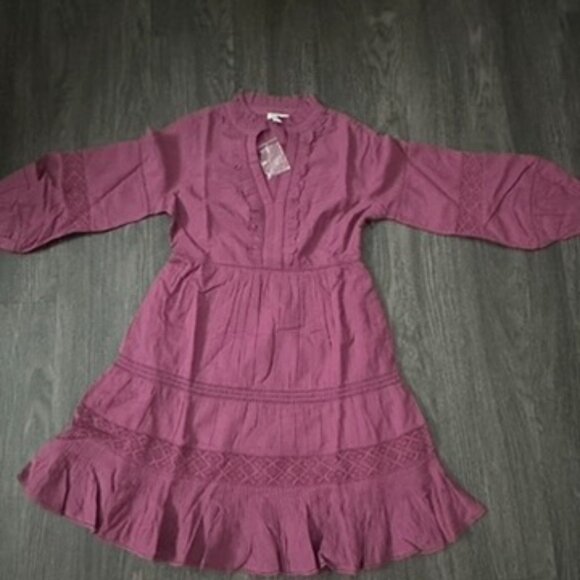 NWOT SUNDANCE Bromlee BERRY Ruffle Trim Dress Size XS Lace Women’s Long Sleeve - Picture 4 of 6